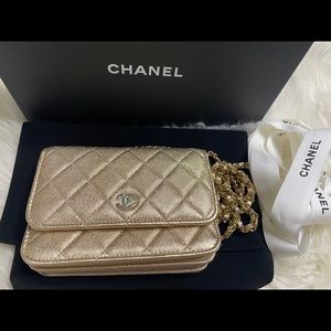 ❌SOLD❌Mini Wallet on Chain Gold with champagne GHW